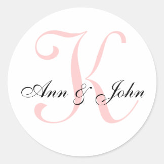 Monogram Wedding Initial Bride Groom Names Sticker