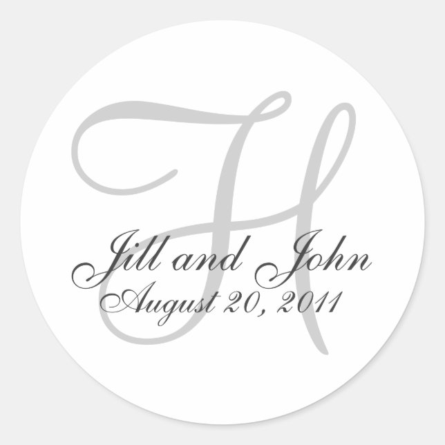 Monogram Wedding Initial Bride Groom Seal Sticker (Front)