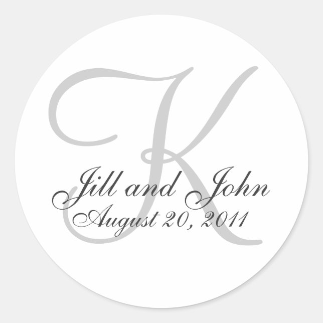 Monogram Wedding Initial Bride Groom Seal Sticker (Front)