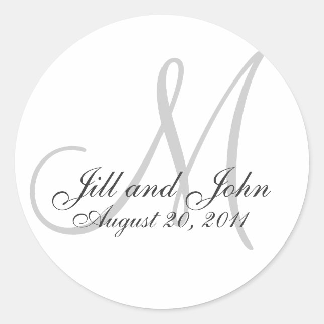 Monogram Wedding Initial Bride Groom Seal Sticker (Front)