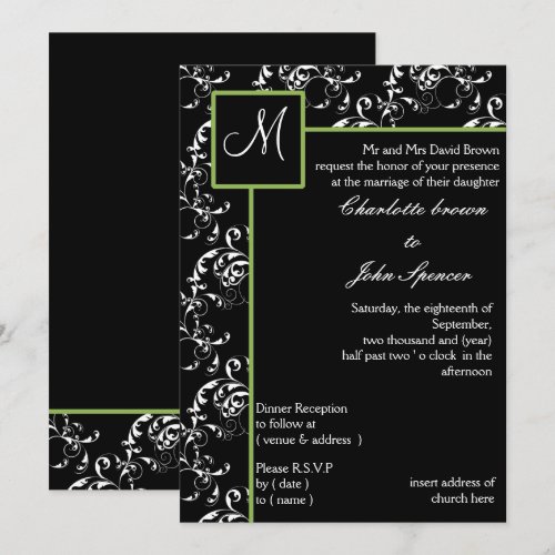 Monogram wedding Invitation