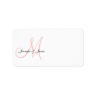 Monogram Wedding Invitation Address Labels Pink