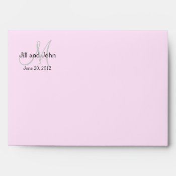 Monogram Wedding Invitation Envelope Pink by MonogramGalleryGifts at Zazzle