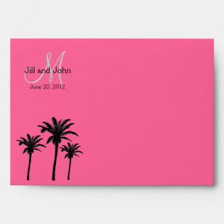 Monogram Wedding Invitation Envelopes Palm Trees