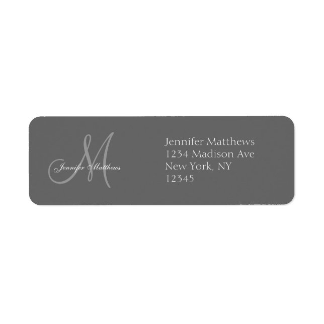 Monogram Wedding Invitation Return Address Labels (Front)