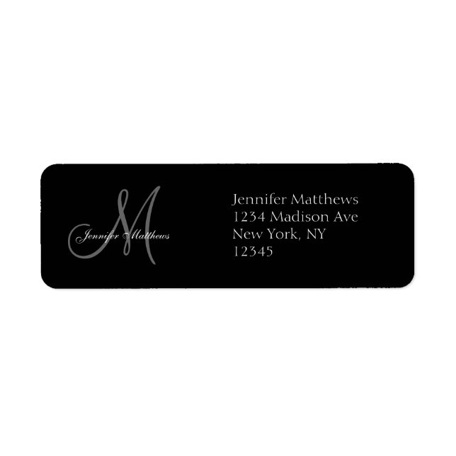 Monogram Wedding Invitation Return Address Labels (Front)