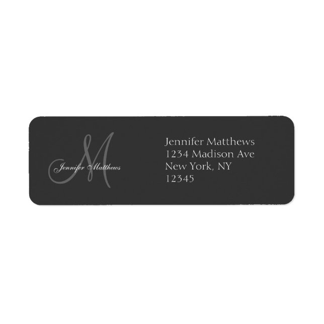 Monogram Wedding Invitation Return Address Labels (Front)