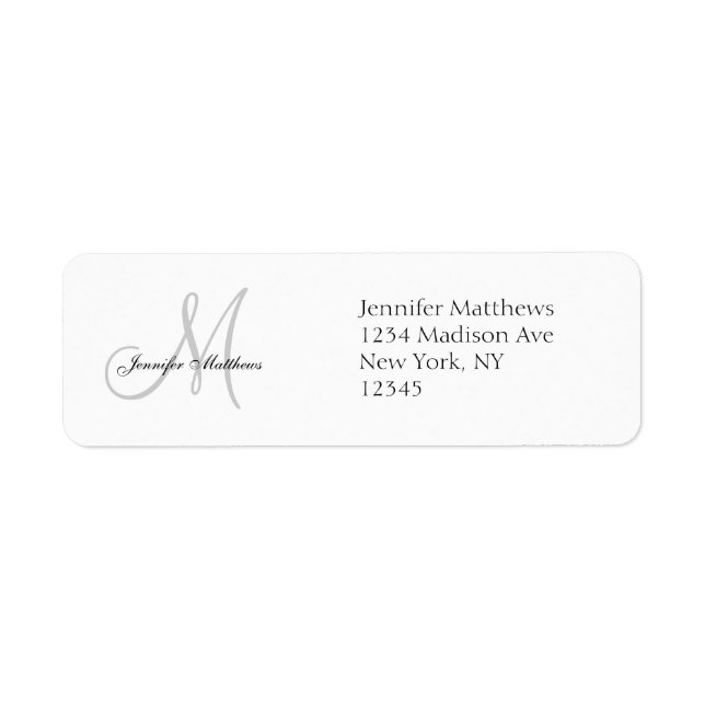 Monogram Wedding Invitation Simple Address Labels (Front)