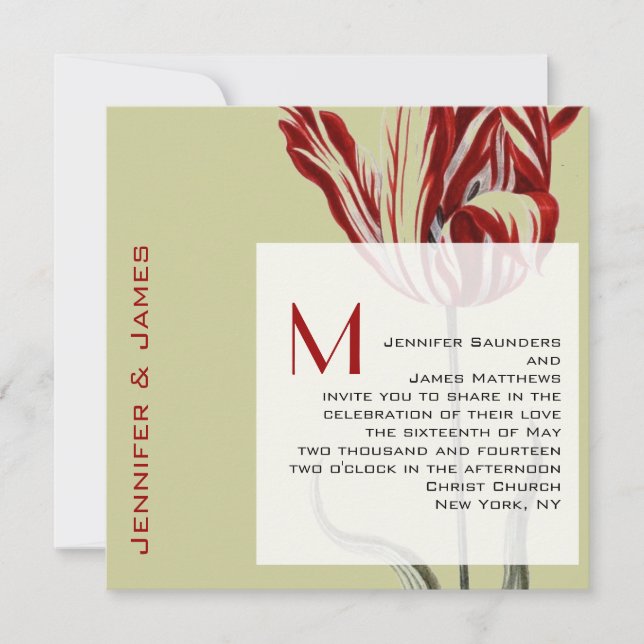 Monogram Wedding Invitations Modern Tulip (Front)