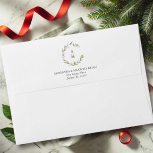 Monogram Wedding Invite Envelopes Botanical