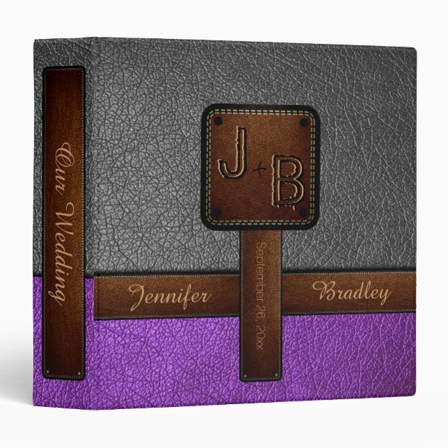 Monogram Wedding Leather Look #11 Binder (Front/Spine)