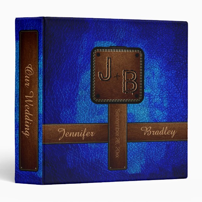 Monogram Wedding Leather Look #2 3 Ring Binder (Front/Spine)