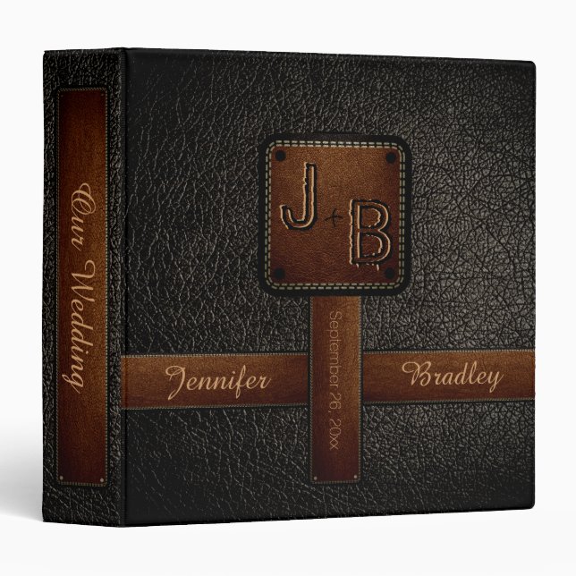 Monogram Wedding Leather Look Binder (Front/Spine)