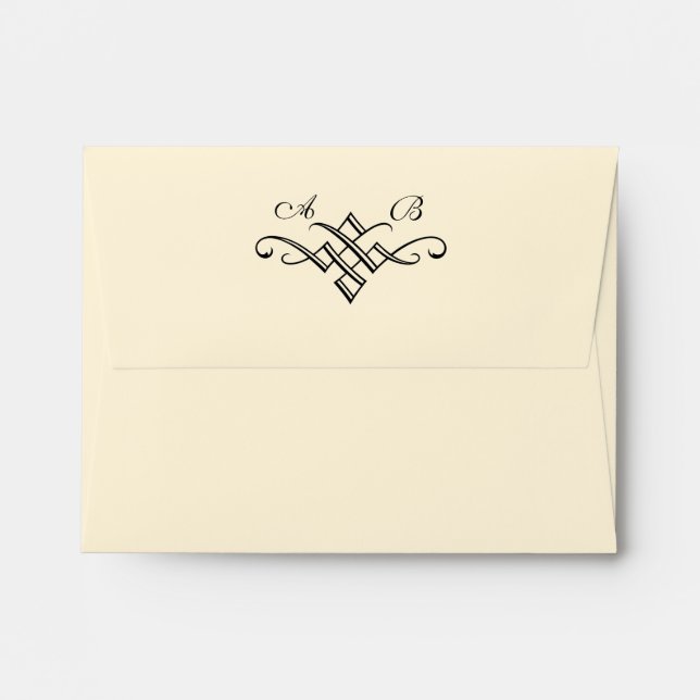 Monogram Wedding Line RSVP Envelope (Back (Top Flap))