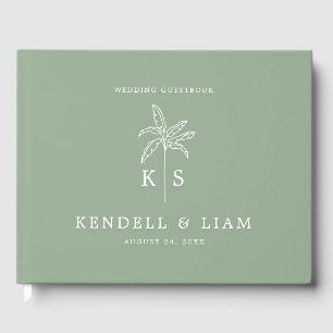 Monogram Wedding Logo Palm Tree Guest Book