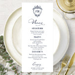 Monogram Wedding Menu Cards Navy Blue<br><div class="desc">A simple chic calligraphy wedding menu card. I do offer a free customisation service,  if you have any questions or special requests,  please feel free to contact me.</div>