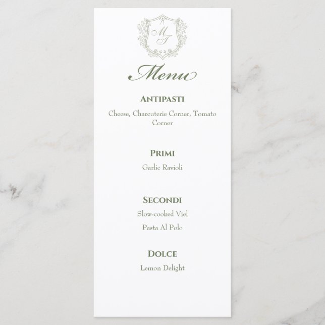 Monogram Wedding Menus (Front)