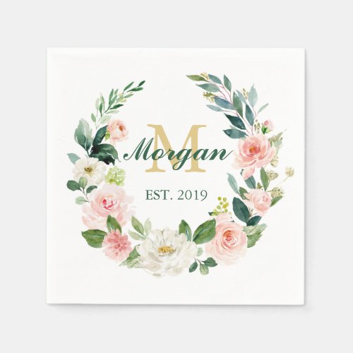 Monogram Wedding Napkin Established