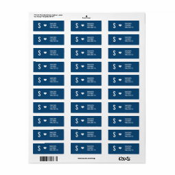 Monogram Wedding Navy Address Labels | Zazzle