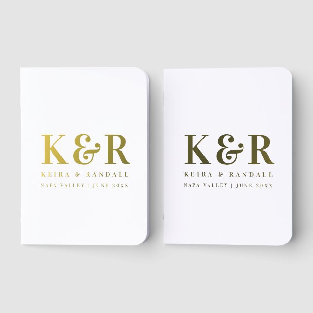 Monogram Wedding Notebooks | Foil Vow Book Set  (Front)