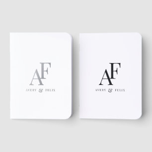 Monogram Wedding Notebooks   Foil Vow Books Set