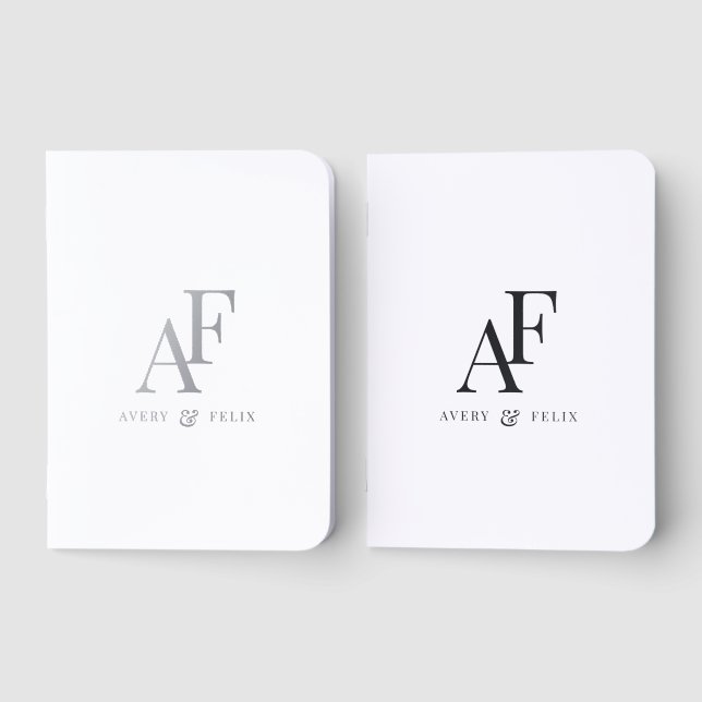 Monogram Wedding Notebooks | Foil Vow Books Set (Front)