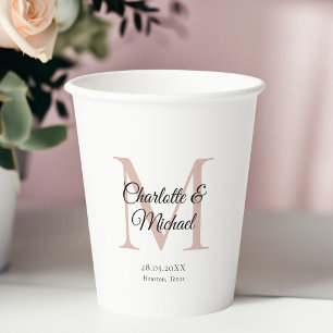 Monogram Wedding  Paper Cups