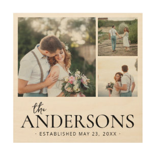 Monogram Wedding Photo Collage Print on Wood