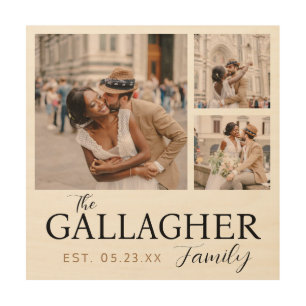 Monogram Wedding Photo Collage Print on Wood