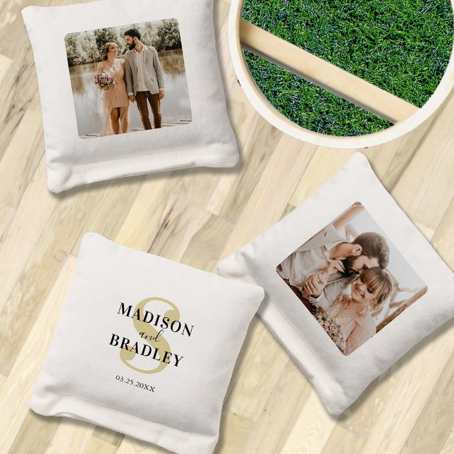 Monogram Wedding Photo Cornhole Bags (Creator Uploaded)