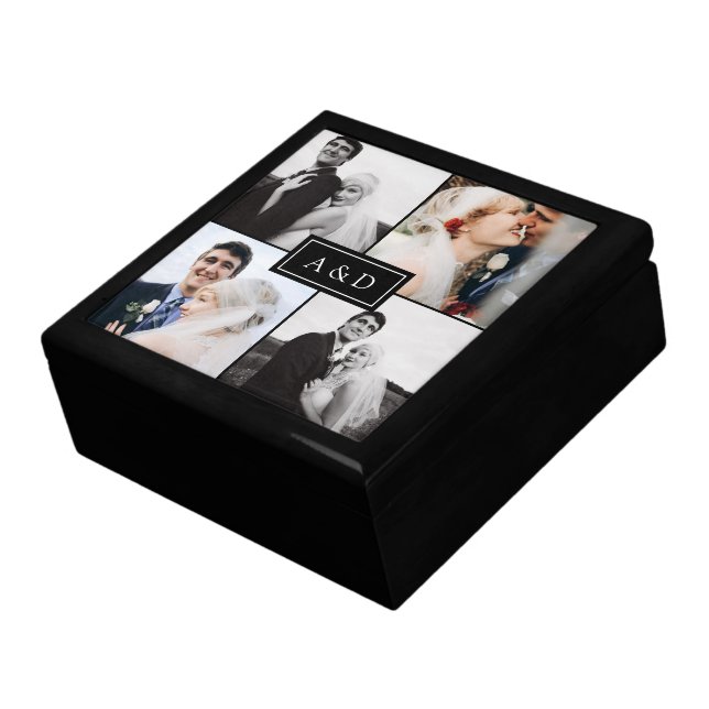Monogram Wedding Photo Jewelry Keepsake Box (Side)