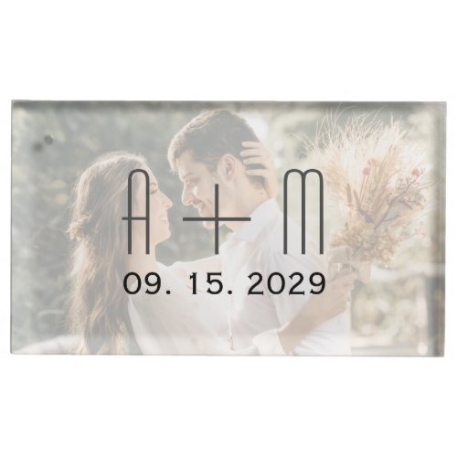Monogram Wedding Photo Place Card Holder