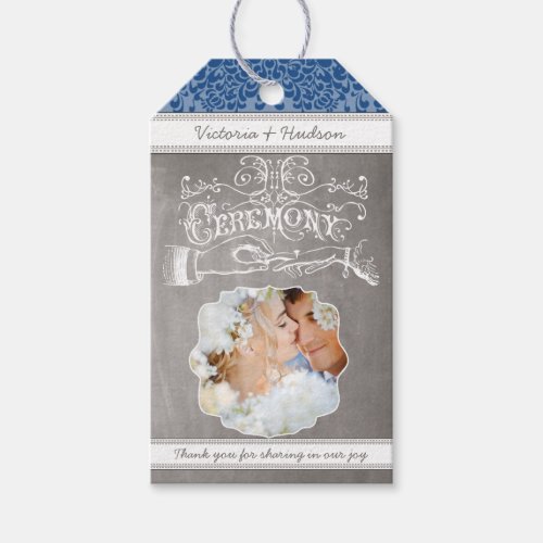 Monogram Wedding Photo Royal Blue or Any Color Gift Tags