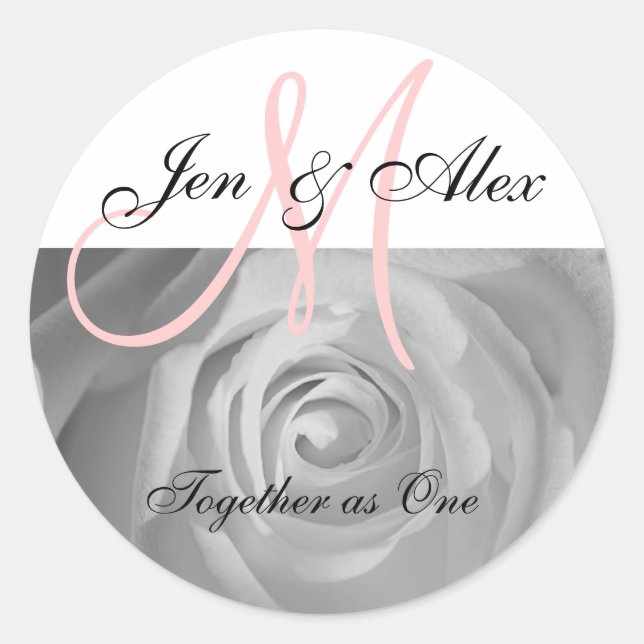 Monogram Wedding Phrase and Names Sticker (Front)