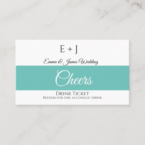 Monogram Wedding Reception Drink Ticket