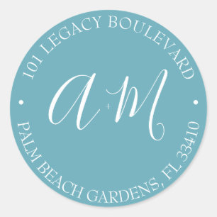 Monogram Wedding Return Address Classic Round Stic Sticker