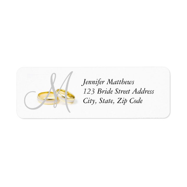 Monogram Wedding Rings Return Address Labels (Front)
