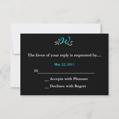 Monogram Wedding RSVP black white