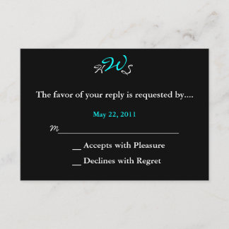 Monogram Wedding RSVP black white Card