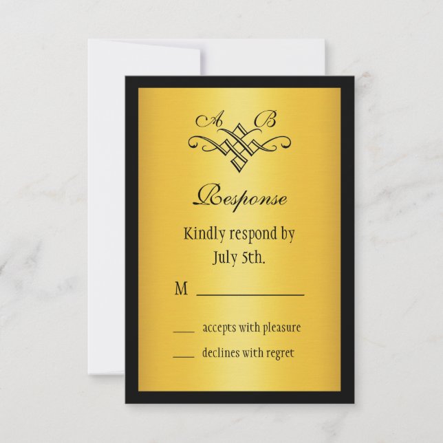 Monogram Wedding RSVP Gold (Front)