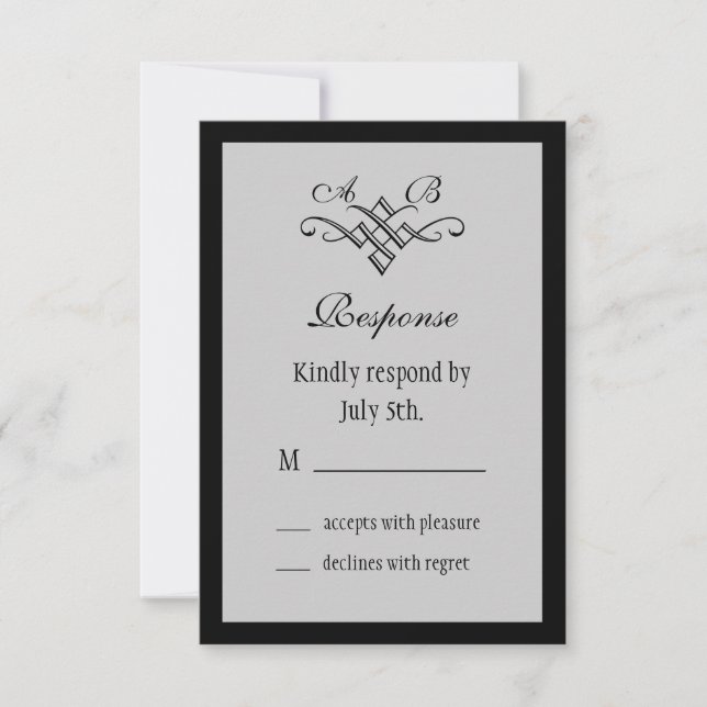 Monogram Wedding RSVP in Gray (Front)