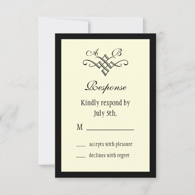 Monogram Wedding RSVP in Off White (Front)