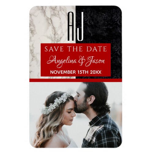 Monogram Wedding Save The Date Invitation Magnet