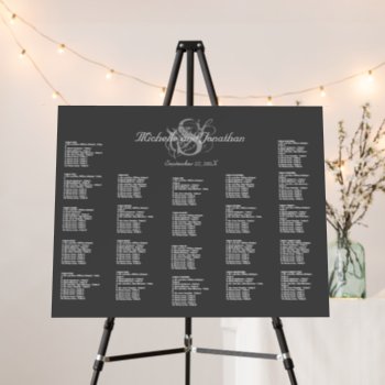 Monogram Wedding Seating Chart Neutral Foam Board by BlueHyd at Zazzle