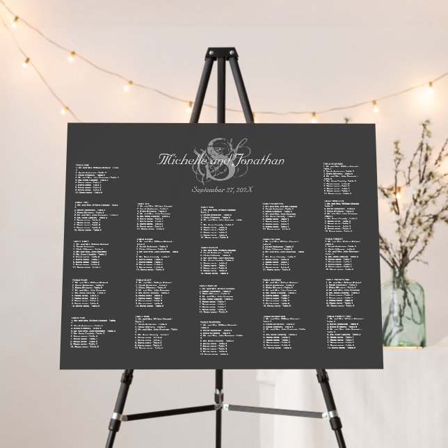 Monogram Wedding Seating Chart Neutral Foam Board (In Situ (Stand))