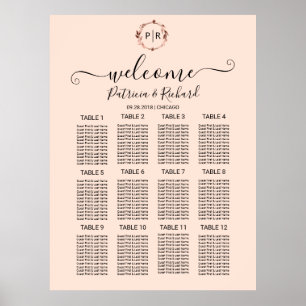 Monogram Wedding Seating Chart Sign Foam Board