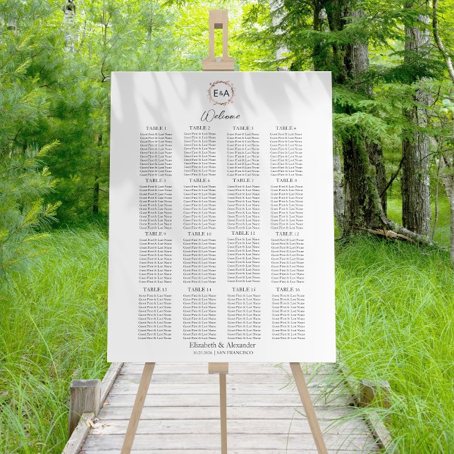 Monogram Wedding Seating Chart Sign Foam Board (Creator Uploaded)