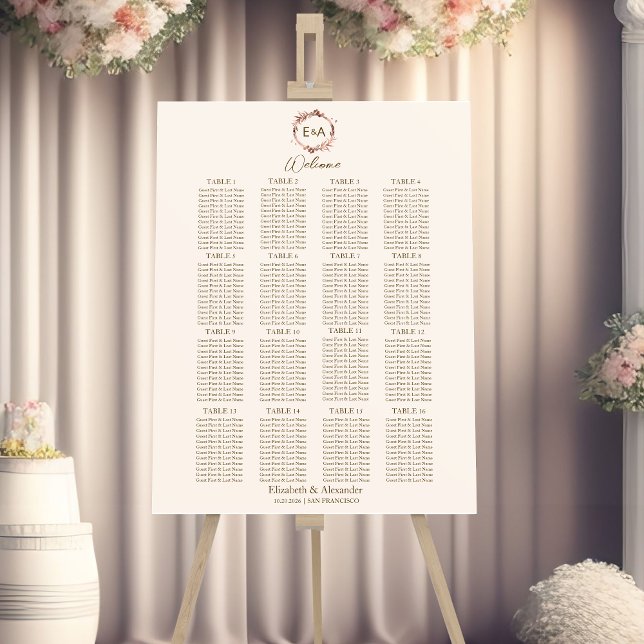 Monogram Wedding Seating Chart Sign Foam Board (Creator Uploaded)
