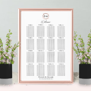 Monogram Wedding Seating Chart Sign Foam Board