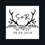 Monogram wedding stamp, save the date self-inking stamp<br><div class="desc">Create your own Wedding Accessories and Save the Dates - stamp as many cards and tags and envelopes as you need with these customized rubber stamps. Featuring your initials with antlers and a rose in a hipster style. Great for all your mailings as well as a wedding, engagement or housewarming...</div>